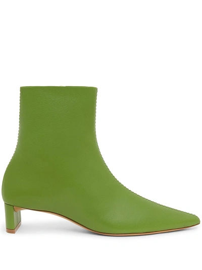 Mansur Gavriel Pointed Toe Ankle Boots In Green