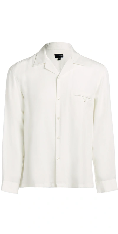 Club Monaco Tencel Lyocell Button-up Shirt In White/blanc