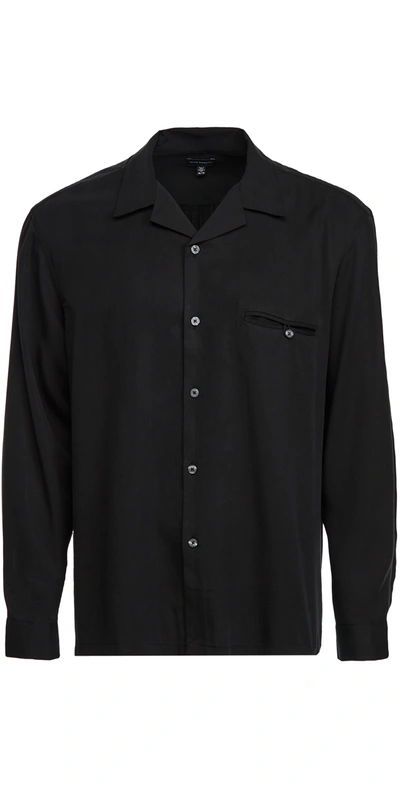 Club Monaco Tencel Lyocell Button-up Shirt In Caviar