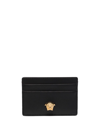 Versace Medusa Brand-plaque Leather Card Holder In Black/gold