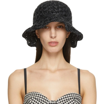 【送料&関税込】RED Valentino Raffia Bucket Hat Red Valentino Woven Raffia Bucket Hat In Ono Black | ModeSens