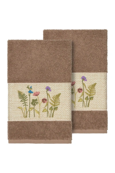 Linum Home Serenity Embellished Hand Towel In Latte