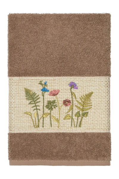 Linum Home Serenity Embellished Hand Towel In Latte
