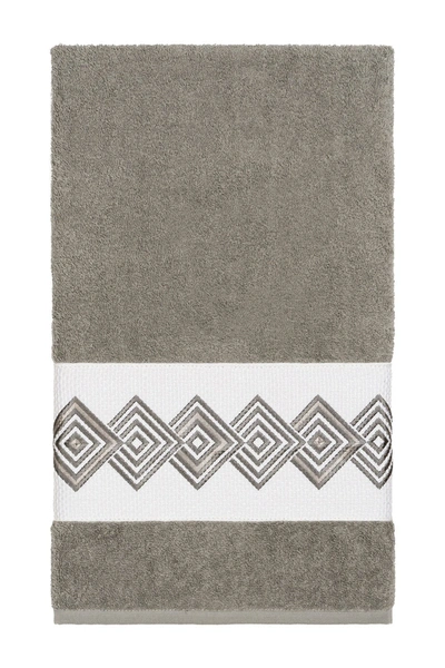 Linum Home Noah Embellished Bath Towel In Dark Grey