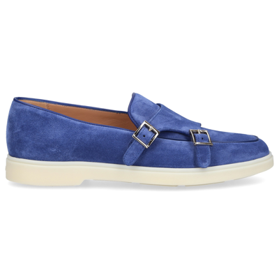 Santoni Monk Shoes 59194 Suede In Blue