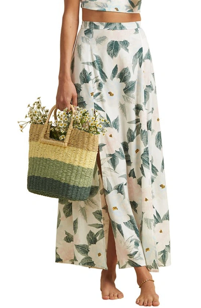 Billabong X The Salty Blonde Peachy Keen Maxi Skirt In Green Multi