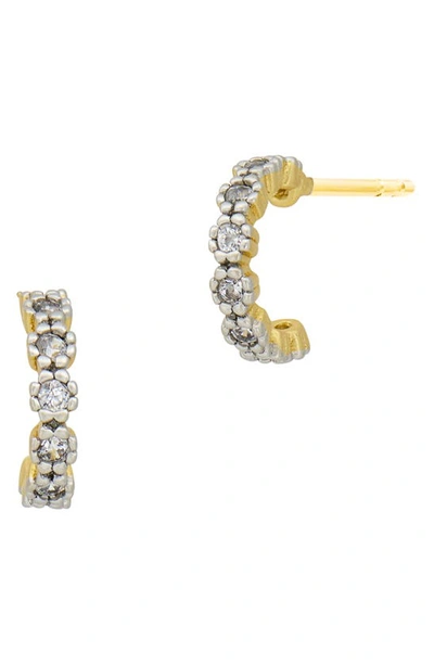 Freida Rothman Pave Mini Half Hoop Earrings In Gold And Silver