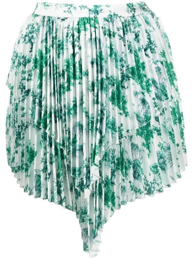 Wandering Floral-print Pleated Skirt In White+violet