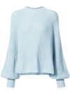 Apiece Apart Sequoia Ribbed-knit Cotton-blend Sweater In Blue
