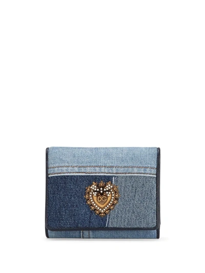 Dolce & Gabbana Devotion Patchwork Wallet In Blue