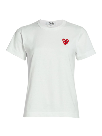 Comme Des Garçons Play Heart Logo Jersey T-shirt In White