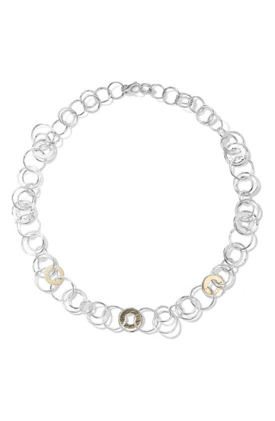 Ippolita Classico Chimera Two-tone Crinkle Jet Set Collar Necklace In Silver