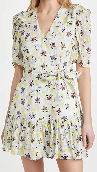 Tanya Taylor Georgina Floral Silk & Cotton Wrap Dress In White Multi