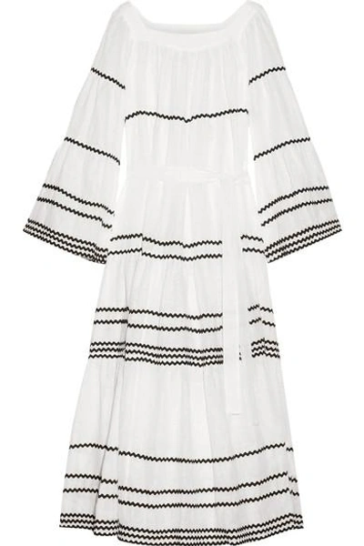 Lisa Marie Fernandez Rickrack-trimmed Linen Maxi Dress In White