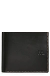 Double Rl Rrl Leather Bifold Wallet In Black Over Brown