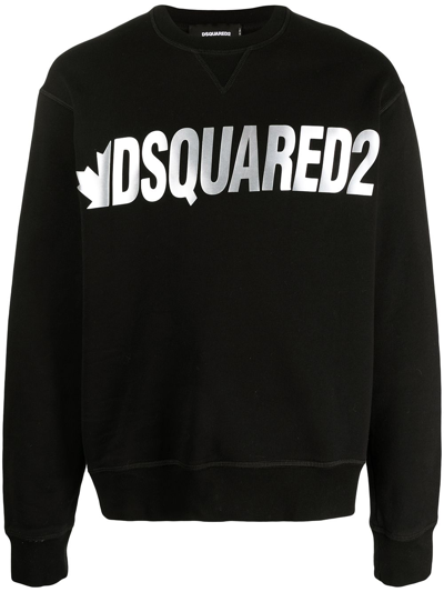 Dsquared2 Silver Logo Sweatshirt In Black