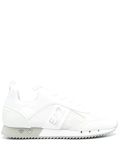Ea7 Logo Side Stripe Low-top Sneakers In White