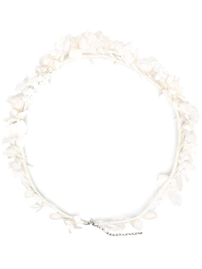 Saint Laurent Floral Silk-voile Headband In Ivory