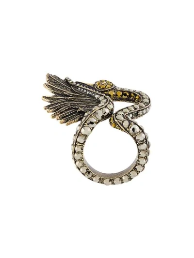 Lanvin Crystal-embellished Swan Ring In Metallic