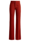 Chloé Mid-rise Flared Crepe Trousers In Terracotta-red