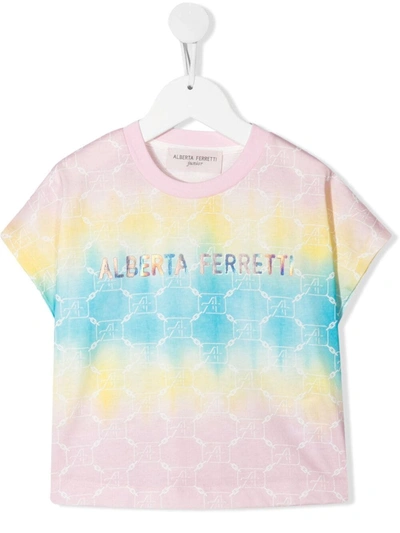 Alberta Ferretti Teen Logo-print Tie-dye T-shirt In Rosa