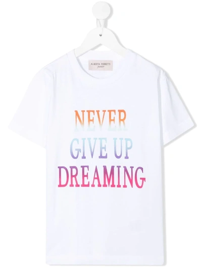 Alberta Ferretti Kids' Never Give Up Dreaming-print T-shirt In White