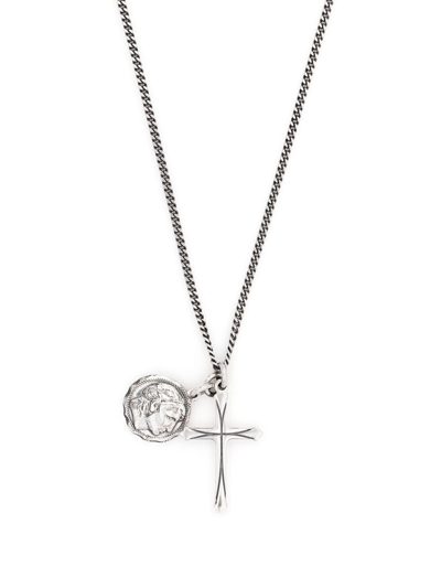 Emanuele Bicocchi Coin Cross Pendant Necklace In Silver