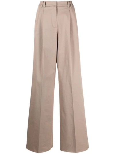 Agnona High-waisted Wide-leg Trousers In Neutrals