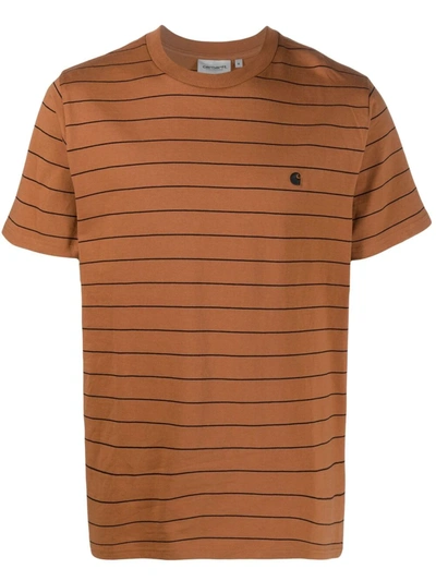 Carhartt S/s Denton Striped T-shirt In Brown