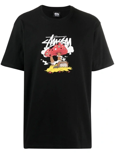 Stussy Graphic-print Cotton T-shirt In Black
