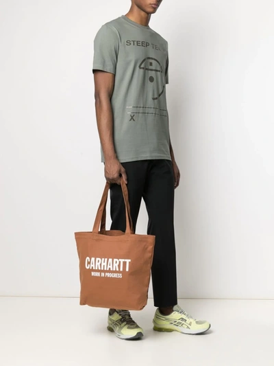 Carhartt State Logo-print Tote Bag In Brown