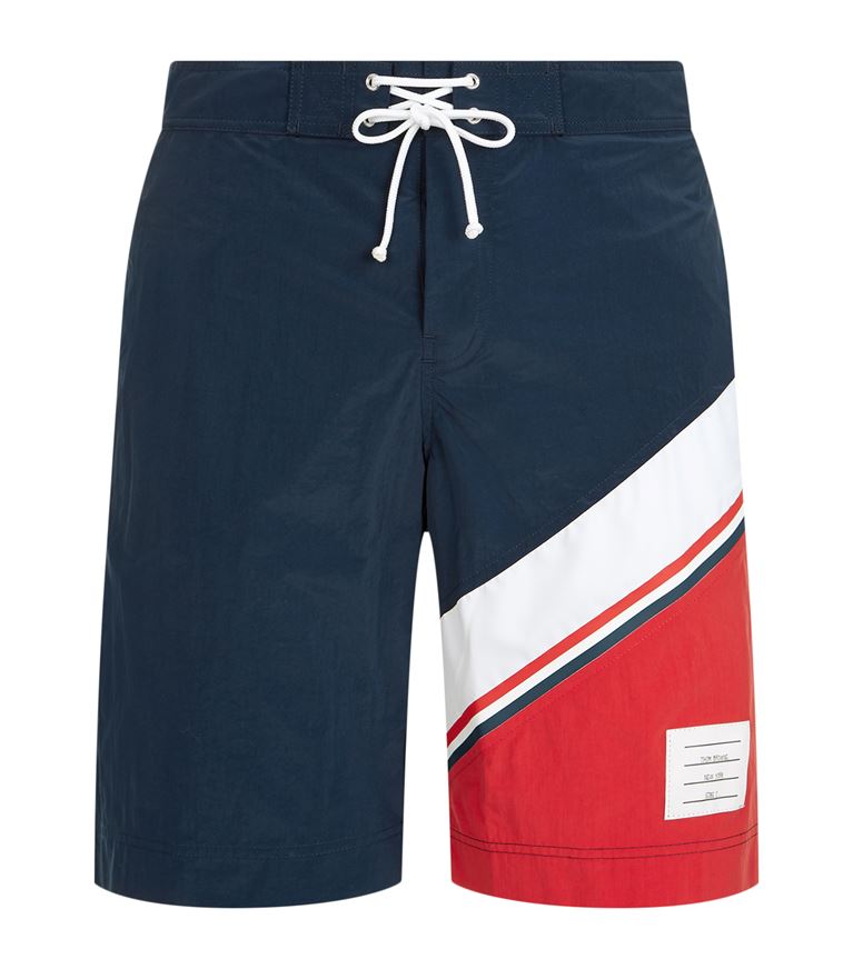 Thom Browne Diagonal Stripe Board Shorts | ModeSens