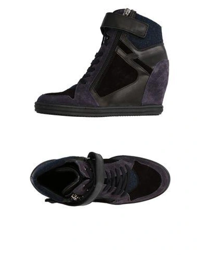 Hogan Rebel Sneakers In Dark Purple