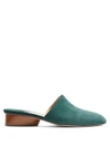 Paul Andrew Pisa Suede Backless Loafers In Dark Green