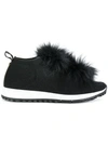 Jimmy Choo Black Norway Pom Pom Sneakers