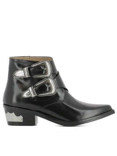 Toga Black Leather Ankle Boots