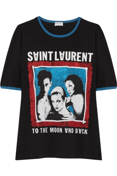 Saint Laurent Printed Cotton-jersey T-shirt In Black-multicolor