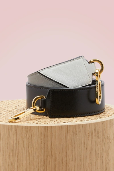 Loewe Puzzle Leather Bag Strap In Grey Multi
