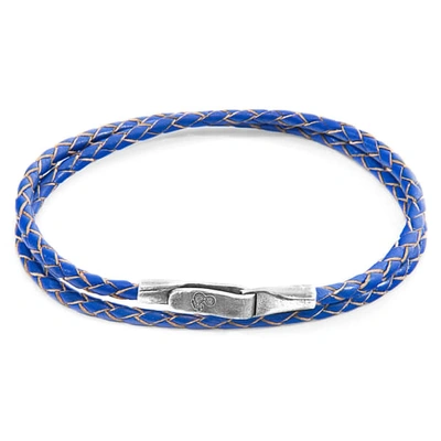 Anchor & Crew Royal Blue Liverpool Silver & Braided Leather Bracelet