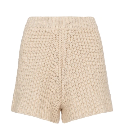 Alanui High-waisted Chunky-knit Shorts In Beige