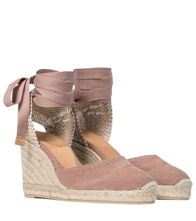 Castaã±er Carina Canvas Wedge Espadrilles In Pink