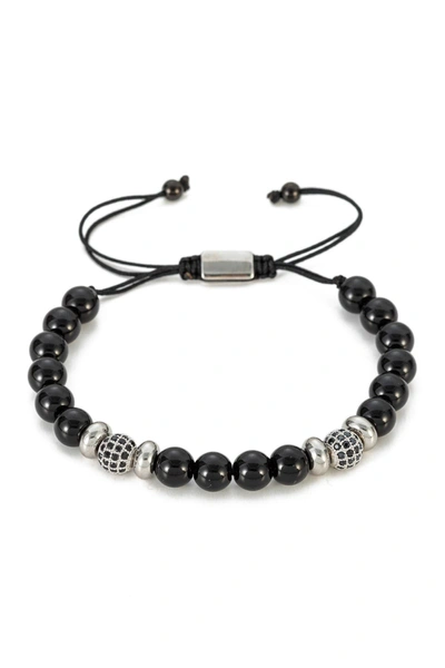 Eye Candy Los Angeles Charles Stretch Beaded Agate Bracelet In Black