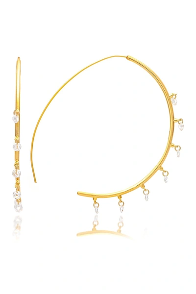 Rivka Friedman 18k Gold Clad Threader With Cubic Zirconia Dangle Earrings