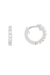 Adornia White Rhodium Plated Cz 9.25mm Huggie Hoop Earrings In Silver