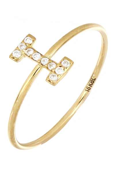 Bony Levy 18k Yellow Gold Pave Diamond Initial Ring