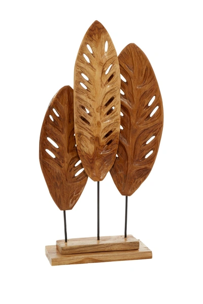 Willow Row Brown Teakwood Handmade Leaf Sculpture