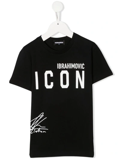 Dsquared2 Kids' X Ibrahimović Icon T-shirt In Black