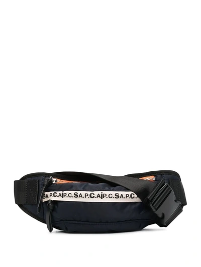Apc X Sacai Logo-print Zipped Belt Bag In Blue