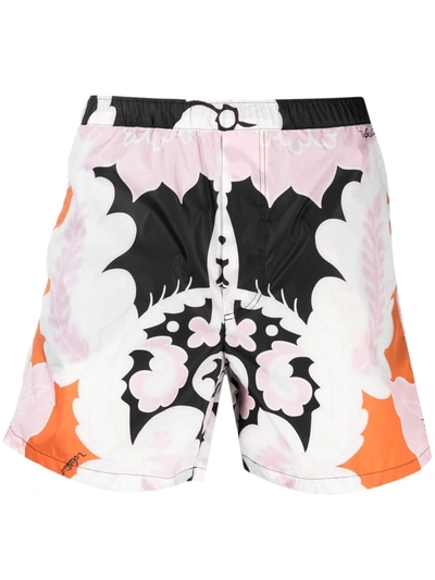 Valentino Black & Pink World Arazzo Print Swim Shorts