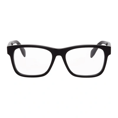 Alexander Mcqueen Black & White Square Glasses In 001 Black